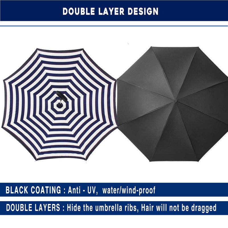 SIEPASA Spar. Saa Double Layer Inverted Umbrella with C-Shaped Handle, Anti-UV Waterproof Windproof Straight Umbrella for Car Rain Outdoor Use - Image 5